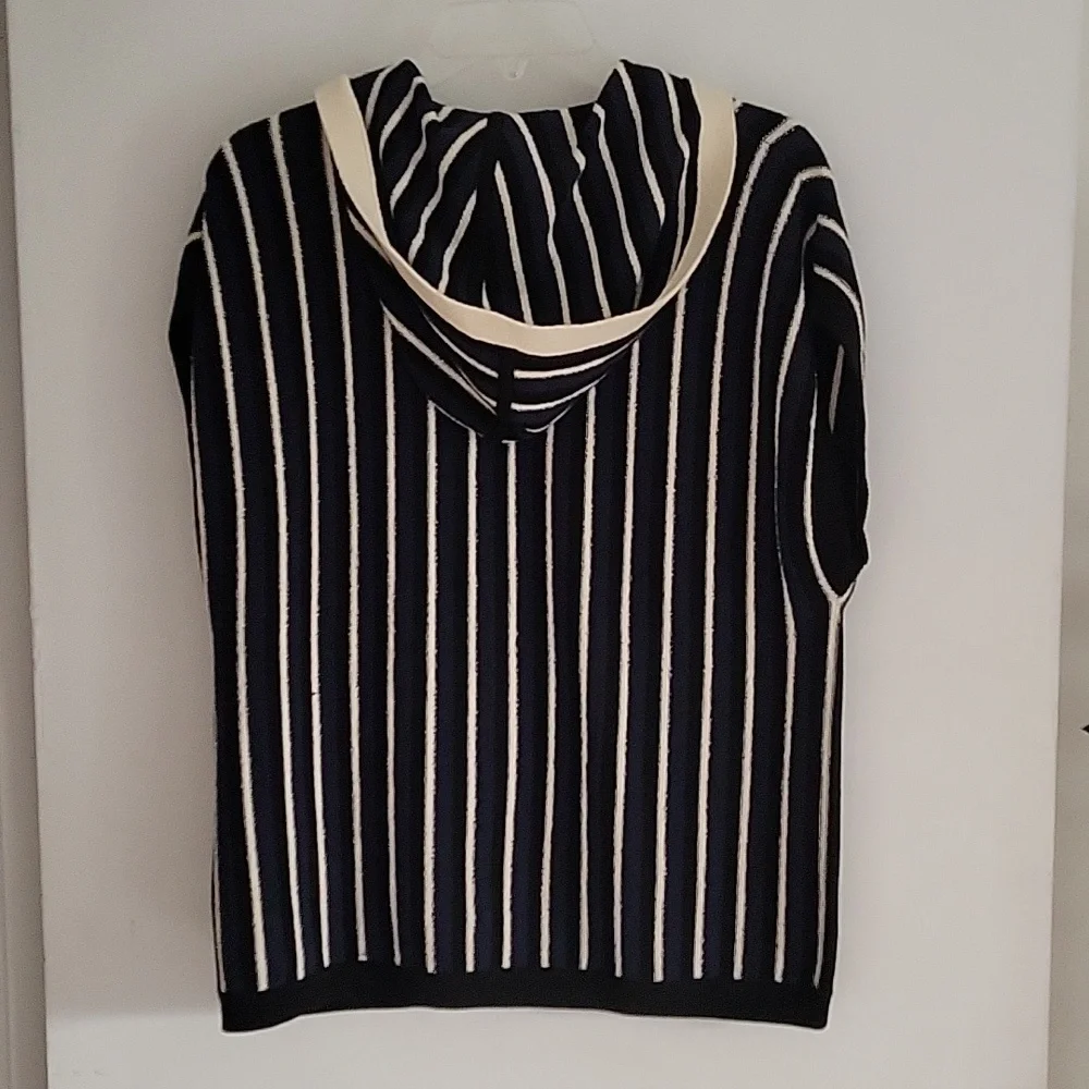 Theory Sleeveless Navy Hoodie Sz L - Picture 3 of 5